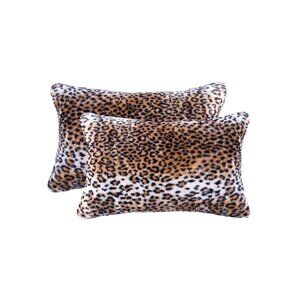 Luxe Home Decor Belton Faux Fur Pillow | 2-Piece | El paso leopard | 12"x20"